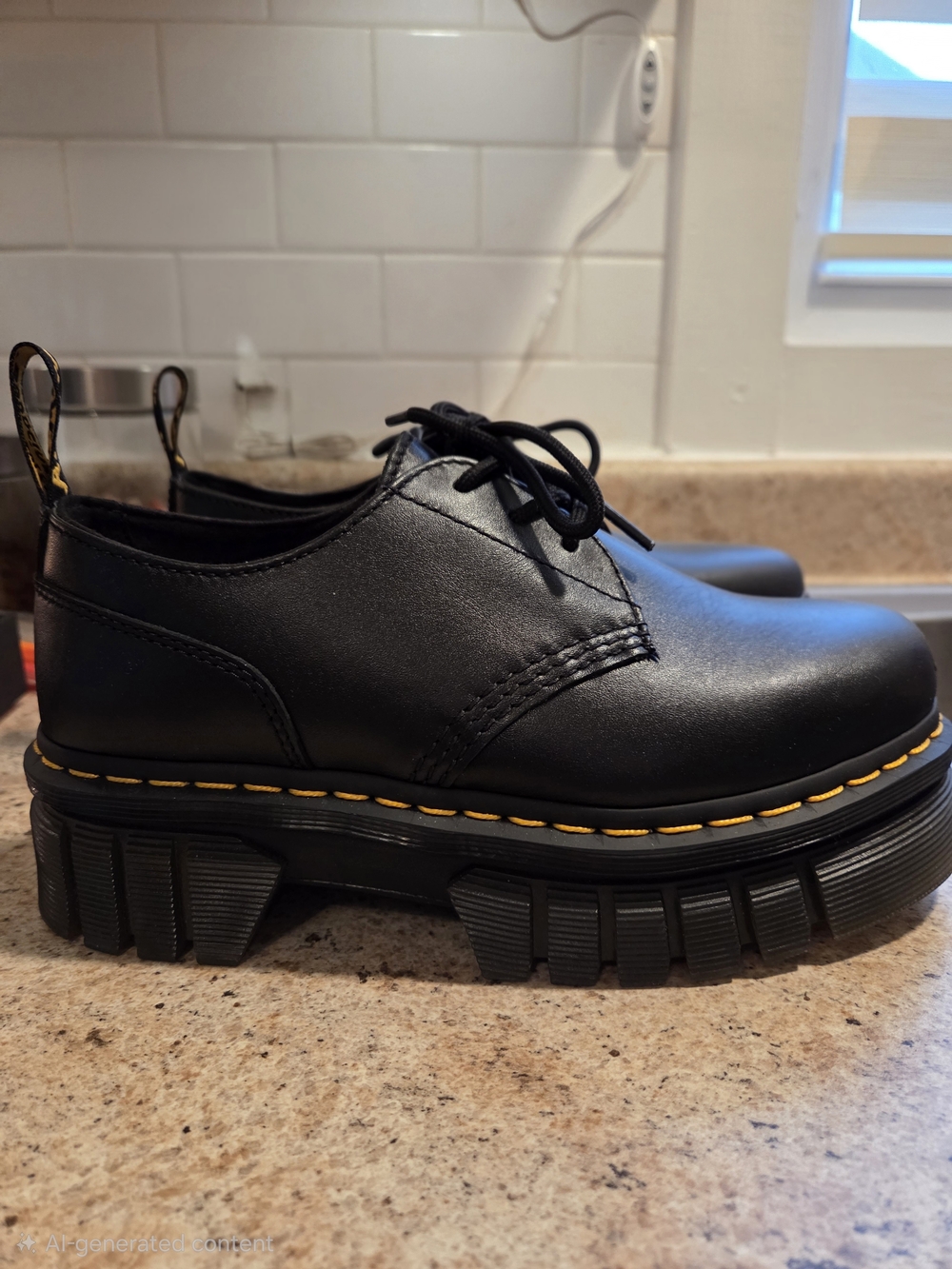 Dr. Martens Women's Black Leather Platforms